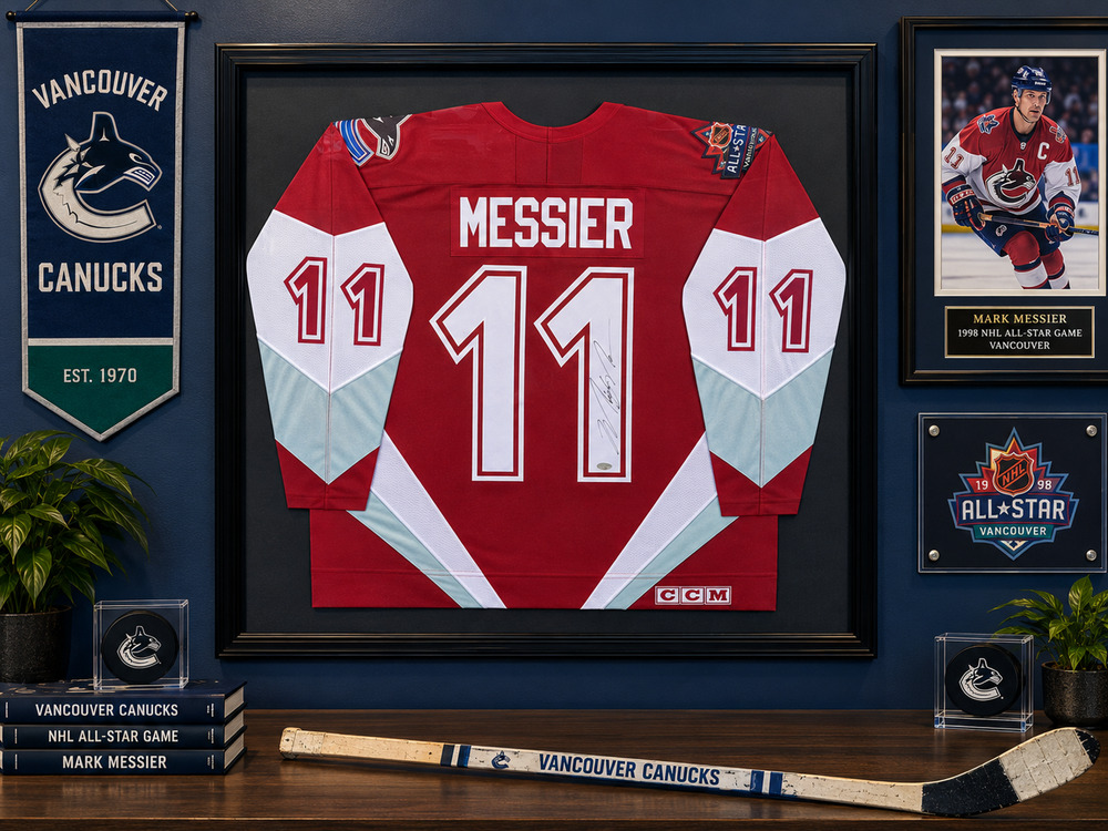 Mark Messier Signed CCM Vancouver Canucks 1998 NHL All-Star Game Jersey Framed